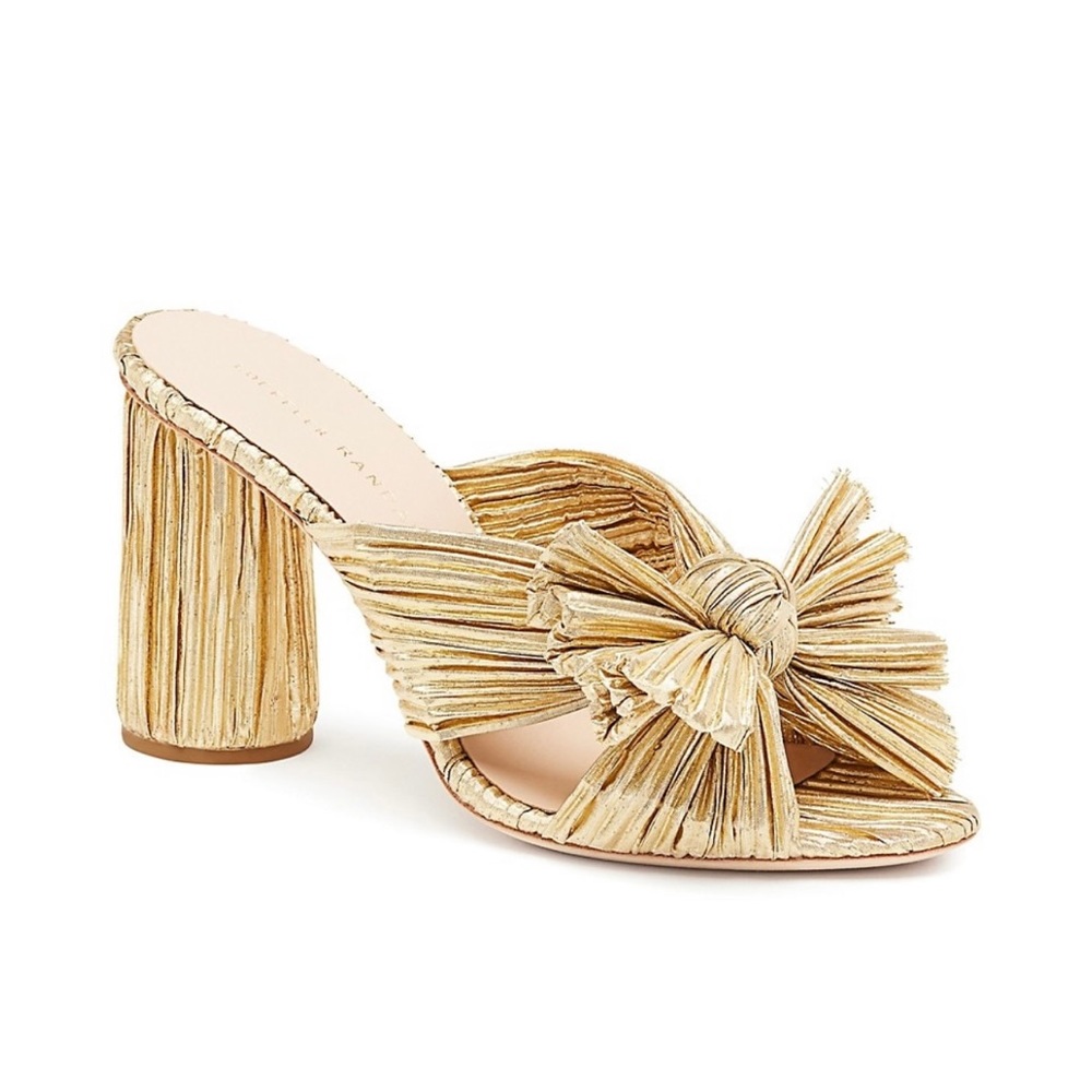 Loeffler Randal Gold Bow heels, never worn